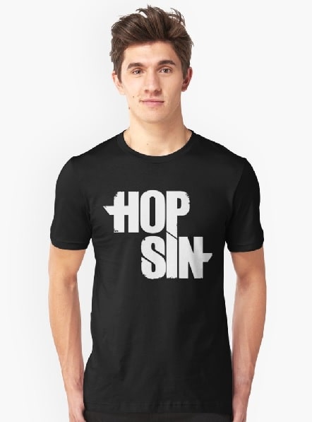 A boy wearing Hopsin's t-shirt.